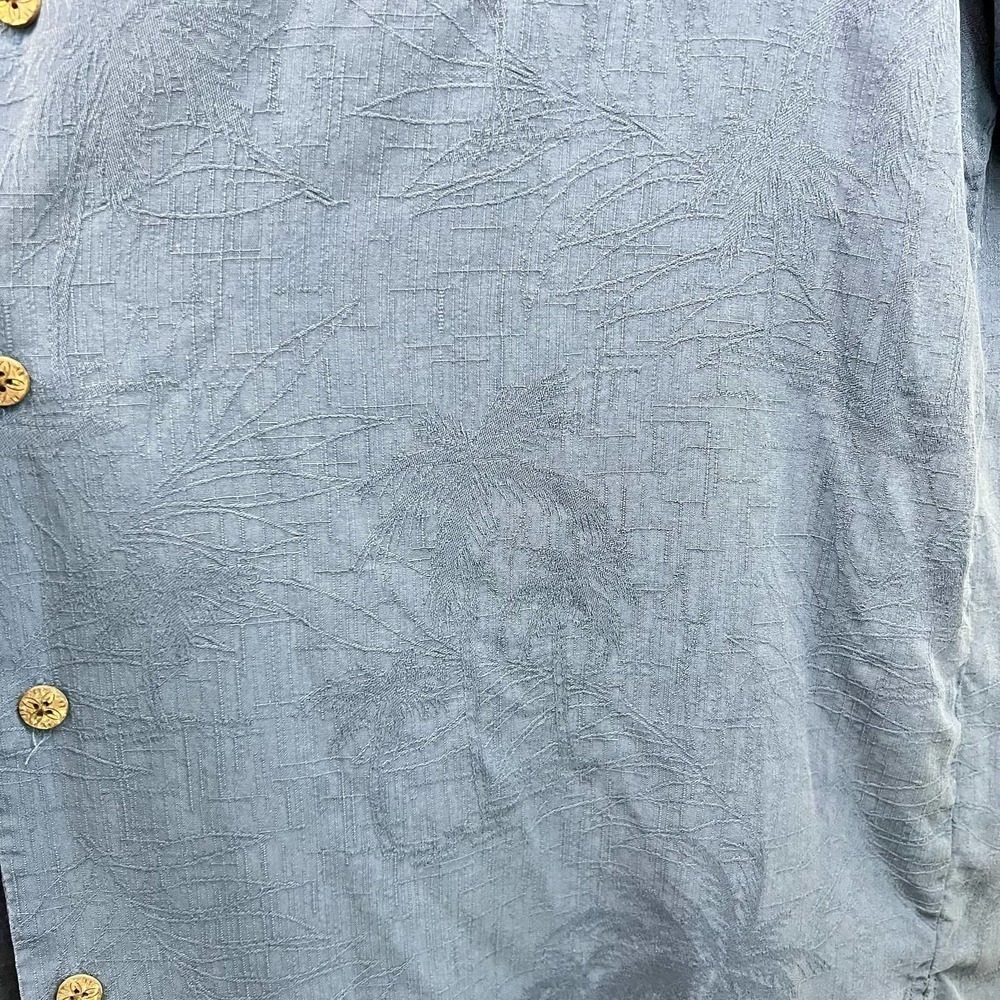 Tommy Bahama Blue Silk Button Down Shirt Men’s XL Tropical Textured Hawaiian - Picture 4 of 7